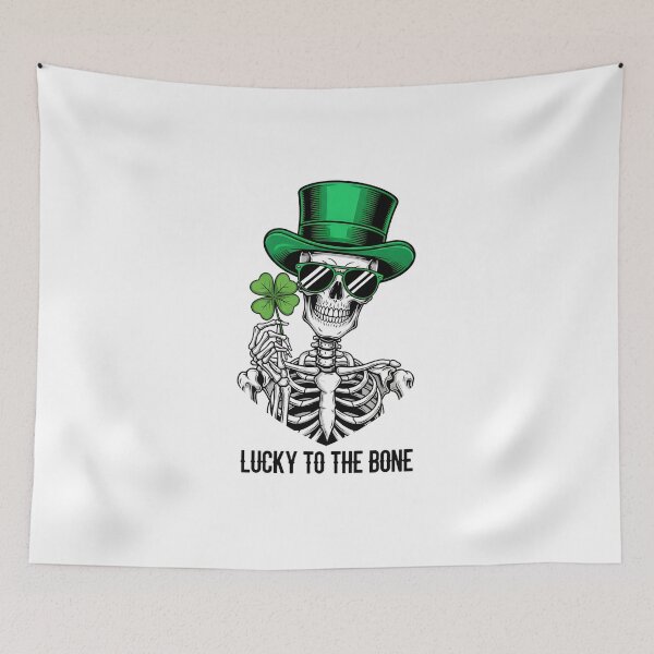 Item preview, Lucky To The Bone - Cool St. Patrick's Day Skeleton Skull Art designed and sold by Latikshop.