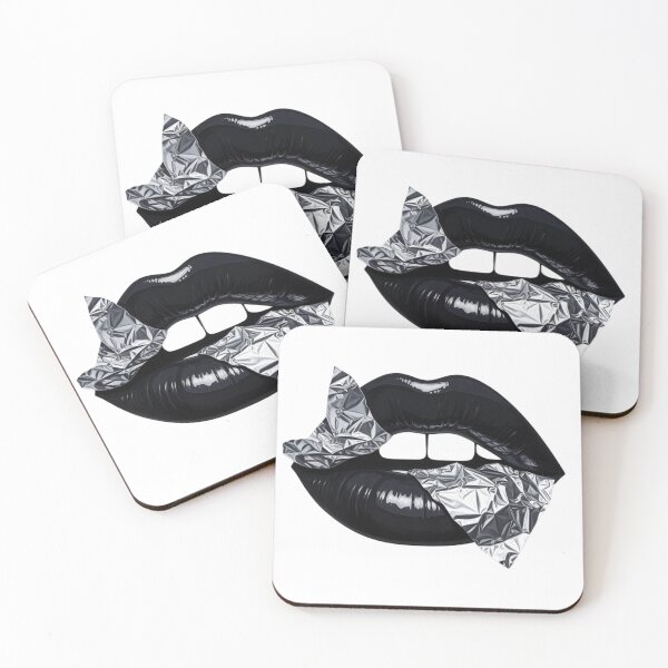 Artikelvorschau, Schwarze Lippen mit Silberfolie – Dunkler, ästhetischer Lippen-Sticker entworfen und verkauft von NUVYStudio.