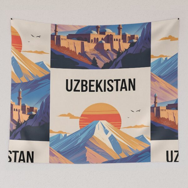 Item preview, Uzbekistan Retro Vintage Travel Design designed and sold by TravelersGems.