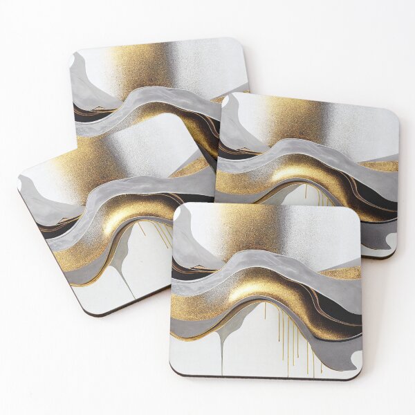 Item preview, Black and Gold Liquid Waves Elegant Abstract Art designed and sold by Velvetia.