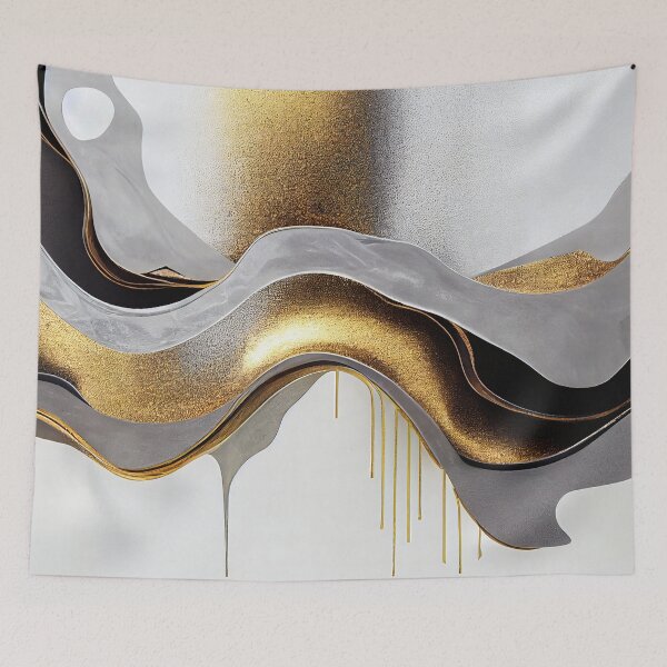 Item preview, Black and Gold Liquid Waves Elegant Abstract Art designed and sold by Velvetia.