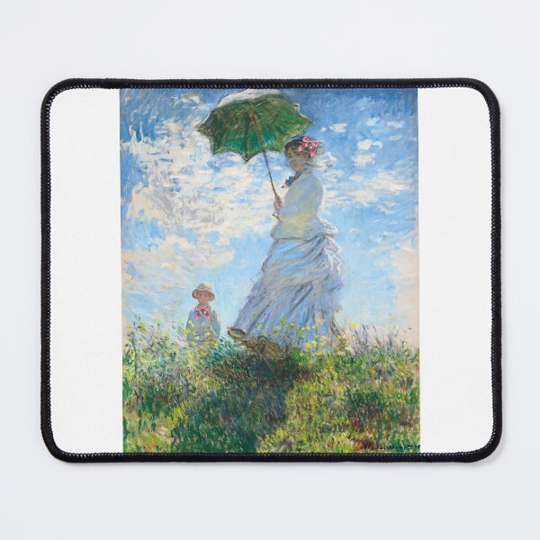 Item preview, Coquette Woman with a Parasol - Monet Impressionist Art Parody with Pink Bows designed and sold by Open Canvas.