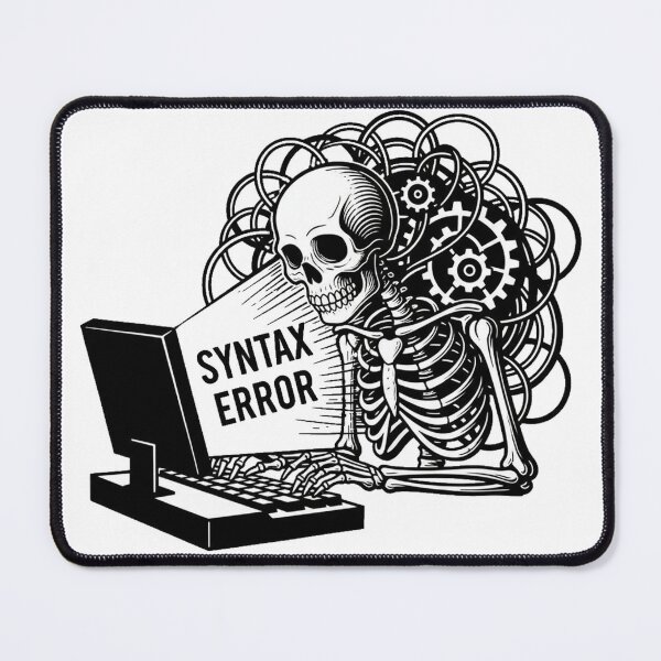 Item preview, The Eternal Debugger - Victorian Woodcut Skeleton Programmer designed and sold by Thaivi Design.