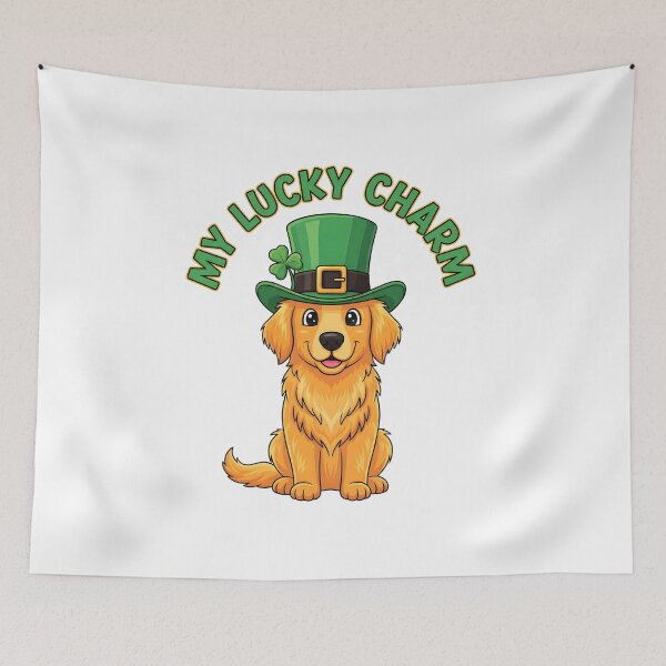 Item preview, My Lucky Charm Golden Retriever - Cute St. Patrick's Day Dog Art designed and sold by Latikshop.