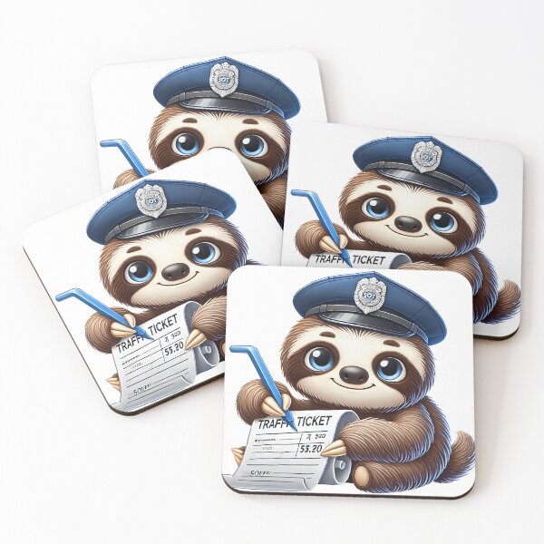 Item preview, Cute Sloth Police Officer Writing Traffic Ticket designed and sold by LunaPixelStudio.