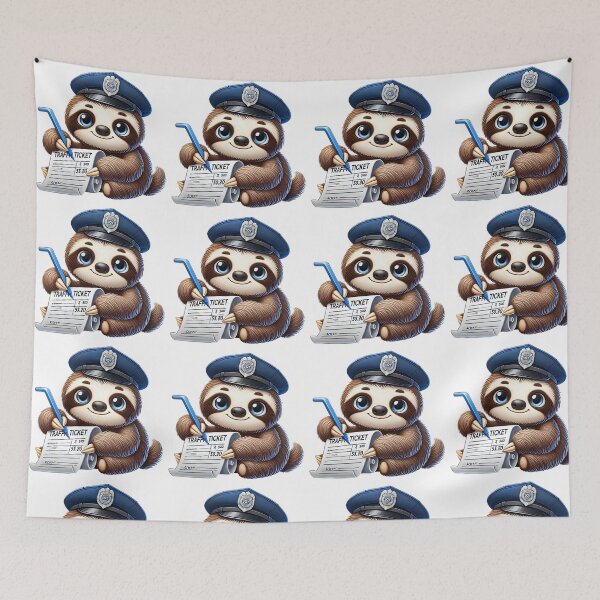 Item preview, Cute Sloth Police Officer Writing Traffic Ticket designed and sold by LunaPixelStudio.
