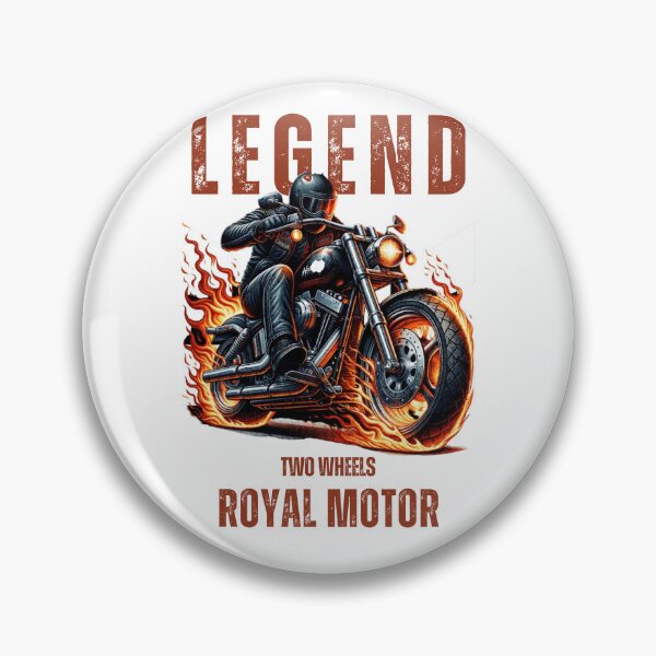 Item preview, Legendary Biker on Flaming Royal Motor Cycle Illustration designed and sold by HorizonStores.