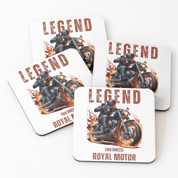 Item preview, Legendary Biker on Flaming Royal Motor Cycle Illustration designed and sold by HorizonStores.