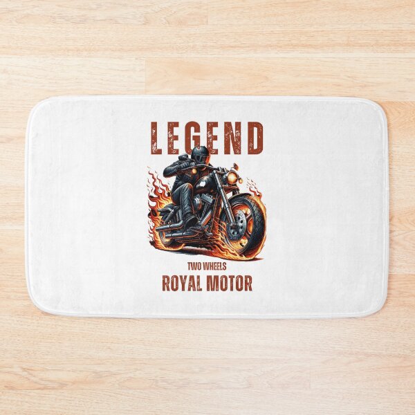 Item preview, Legendary Biker on Flaming Royal Motor Cycle Illustration designed and sold by HorizonStores.