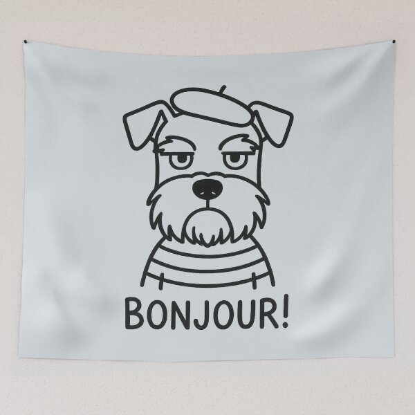 Item preview, Schnauzer Dog French France Bonjour Vintage designed and sold by SunfullyYours.