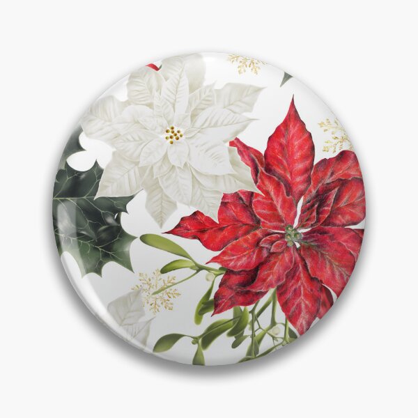 Item preview, Holiday Garland with Red and White Poinsettias, Mistletoe and Holly Berry designed and sold by Art_By_Wing.