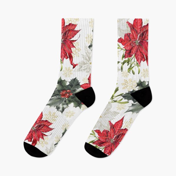 Item preview, Holiday Garland with Red and White Poinsettias, Mistletoe and Holly Berry designed and sold by Art_By_Wing.