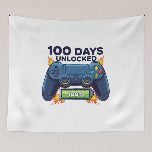Item preview, 100 Days Unlocked - Gamer Style 100 Days of School Controller designed and sold by Latikshop.