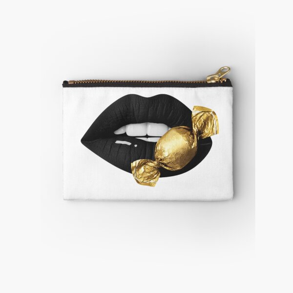 Artikelvorschau, Schwarze Lippen mit goldenen Bonbons – Verspielter Luxus-Pop-Art-Aufkleber entworfen und verkauft von NUVYStudio.