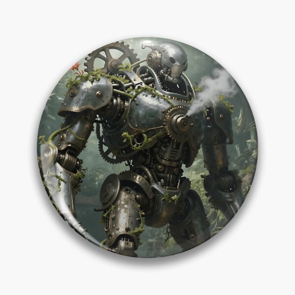 Item preview, Steampunk Robot in Forest – Nature Meets Machine designed and sold by VektorVibe.