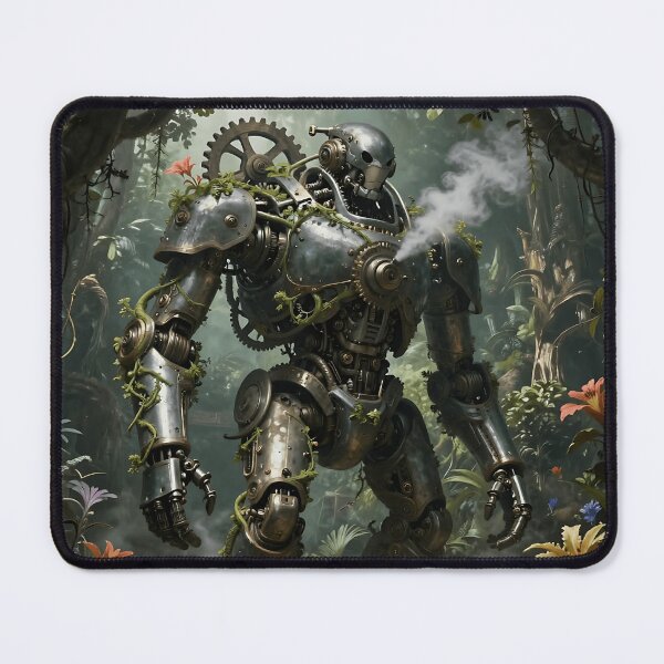 Item preview, Steampunk Robot in Forest – Nature Meets Machine designed and sold by VektorVibe.