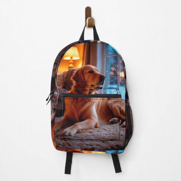 Item preview, Golden Retriever by the Window – Cozy Winter Home Wall Art designed and sold by AmetistLight.