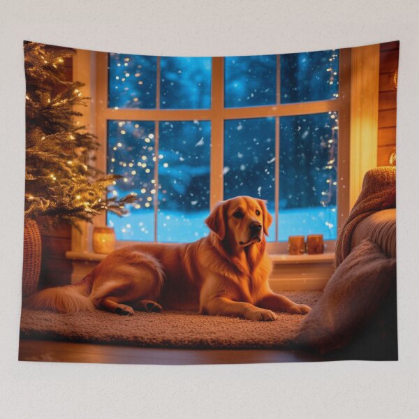 Item preview, Golden Retriever Christmas Calm – Cozy Holiday Dog Wall Art designed and sold by AmetistLight.
