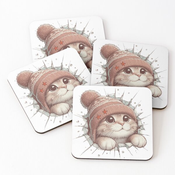 Item preview,  Cozy Kitten in Knitted Hat Festive Holiday Illustration designed and sold by ATLANTICSHOOP.