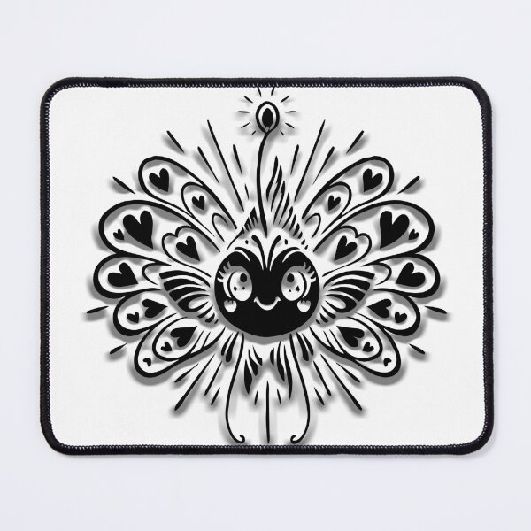Item preview, Adorable Heart-Fin Angelfish with Light Bulb Antenna – Black White Vector Art designed and sold by ARTCREATESHOP.