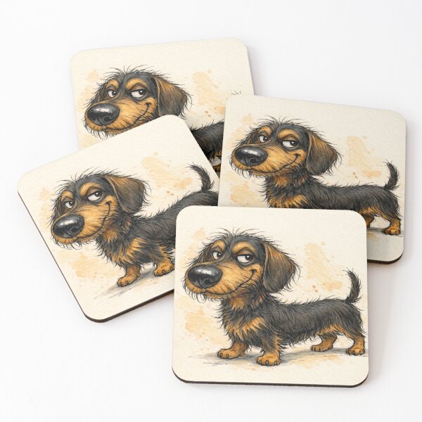 Item preview, Wirehaired Dachshund – Funny Watercolor Dog Illustration designed and sold by Darlin8888.