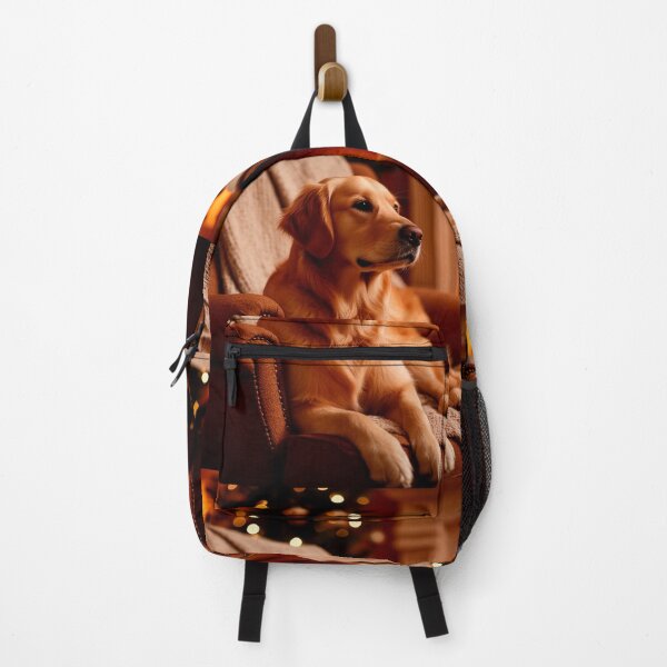 Item preview, Golden Retriever by the Fireplace – Cozy Winter Dog Wall Art designed and sold by AmetistLight.