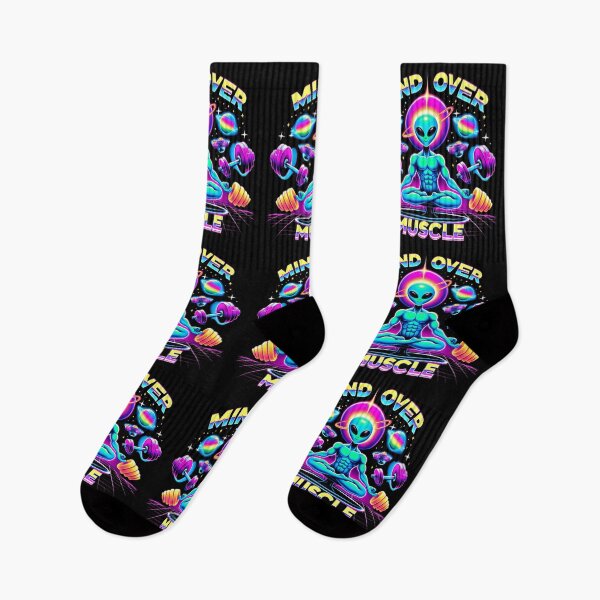Item preview, Mind Over Muscle - Alien Yoga Meditation - Retro Sci-Fi Gym Humor designed and sold by Planet Sarcasm.