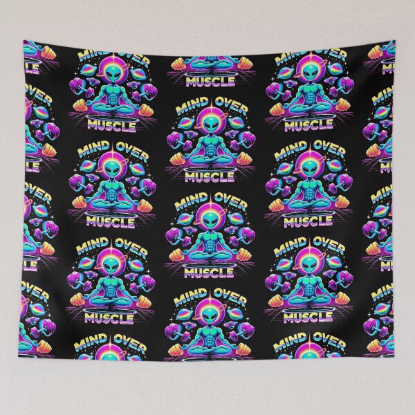 Item preview, Mind Over Muscle - Alien Yoga Meditation - Retro Sci-Fi Gym Humor designed and sold by Planet Sarcasm.