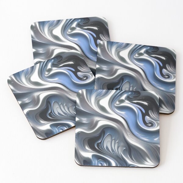 Item preview, Liquid Swirl Abstract Liquid Paint Metallic Look Pale Blue Silver Grey designed and sold by Beachy.