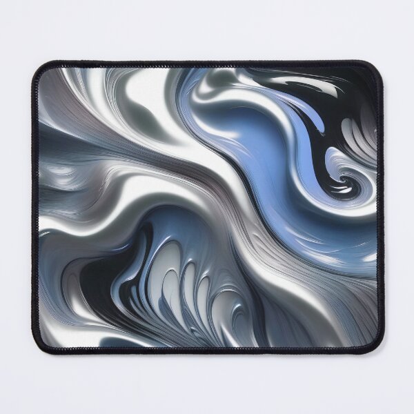 Item preview, Liquid Swirl Abstract Liquid Paint Metallic Look Pale Blue Silver Grey designed and sold by Beachy.