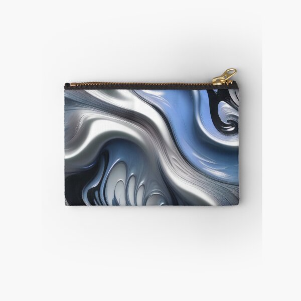 Item preview, Liquid Swirl Abstract Liquid Paint Metallic Look Pale Blue Silver Grey designed and sold by Beachy.