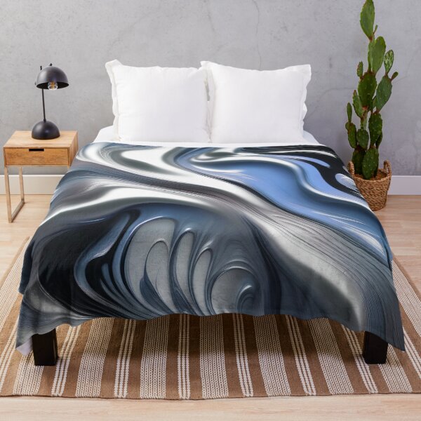 Item preview, Liquid Swirl Abstract Liquid Paint Metallic Look Pale Blue Silver Grey designed and sold by Beachy.