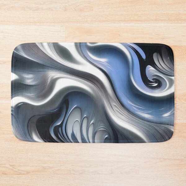 Item preview, Liquid Swirl Abstract Liquid Paint Metallic Look Pale Blue Silver Grey designed and sold by Beachy.
