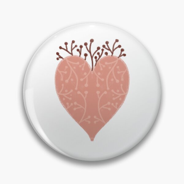 Item preview, Pink heart with plant patterns, folkloric art designed and sold by Dormitria.