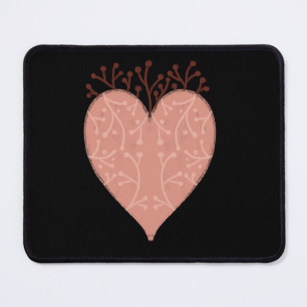 Item preview, Pink heart with plant patterns, folkloric art designed and sold by Dormitria.
