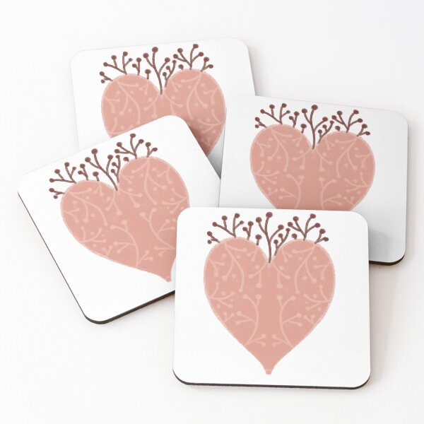 Item preview, Pink heart with plant patterns, folkloric art designed and sold by Dormitria.