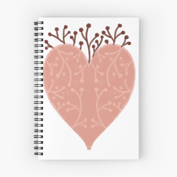 Item preview, Pink heart with plant patterns, folkloric art designed and sold by Dormitria.