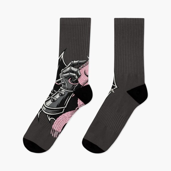 Item preview, Heavy Metal Knitting Spiked Gauntlets Pink Scarf Black Metal Style designed and sold by Thaivi Design.