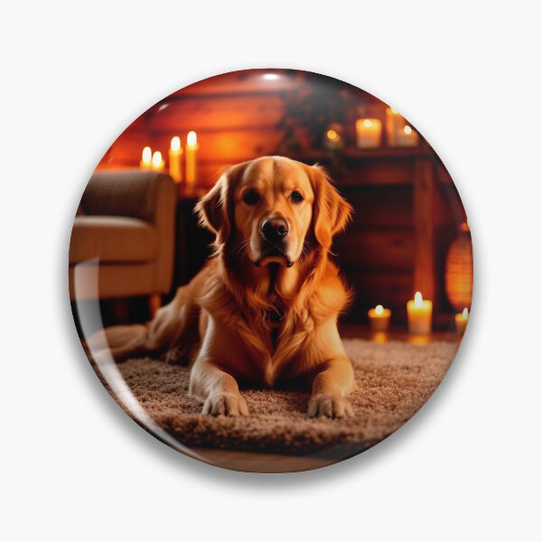 Item preview, Golden Retriever in Candlelight – Cozy Winter Dog Wall Art designed and sold by AmetistLight.