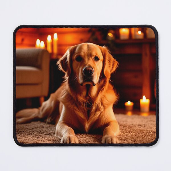Item preview, Golden Retriever in Candlelight – Cozy Winter Dog Wall Art designed and sold by AmetistLight.