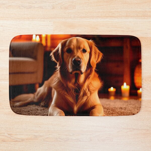 Item preview, Golden Retriever in Candlelight – Cozy Winter Dog Wall Art designed and sold by AmetistLight.