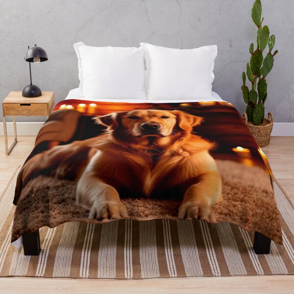 Item preview, Golden Retriever in Candlelight – Cozy Winter Dog Wall Art designed and sold by AmetistLight.