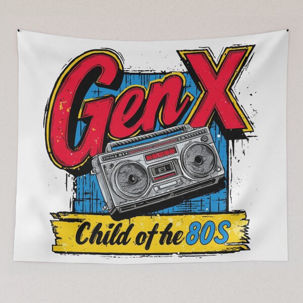 Item preview, GenX Child of the 80s – Retro Boombox Stereo Vintage Illustration designed and sold by Gaviani Design Studio.