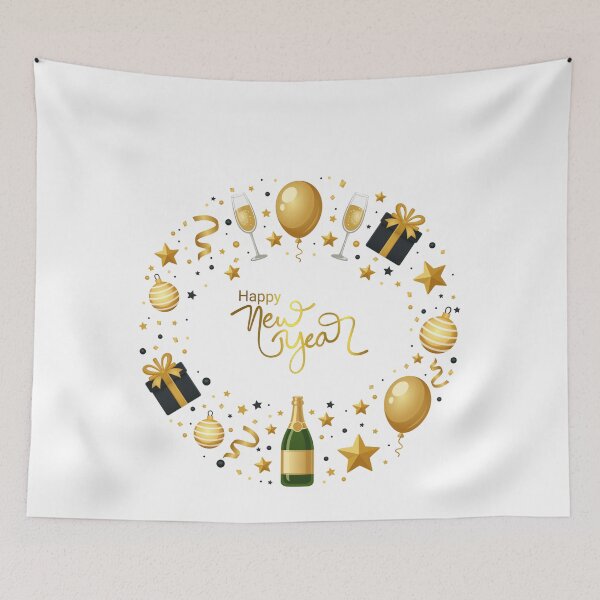 Item preview, Happy New Year With Champagne, Balloons, Gifts. designed and sold by Dinasshop.