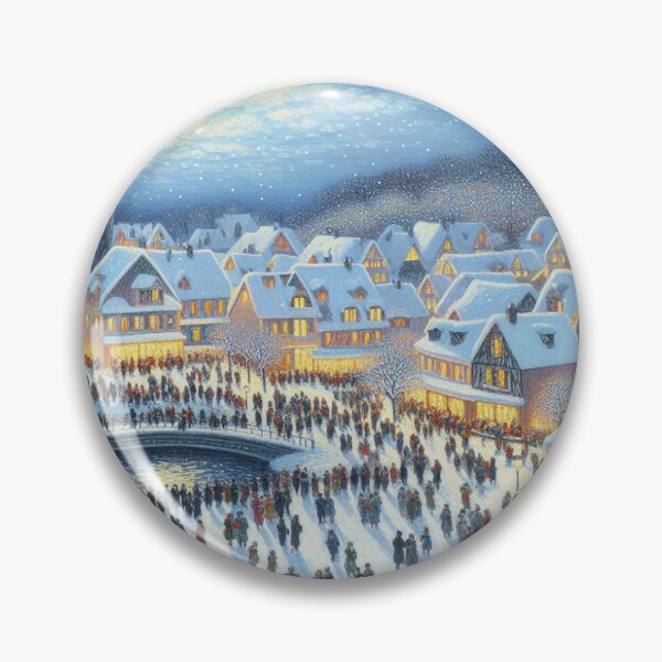 Item preview, Wintery, luminous village poetry – inspired by Monet’s brushlight and timeless festive charm designed and sold by FotoworldEdel.