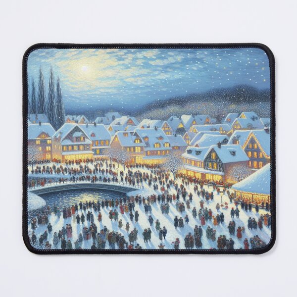 Item preview, Wintery, luminous village poetry – inspired by Monet’s brushlight and timeless festive charm designed and sold by FotoworldEdel.