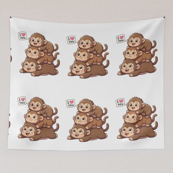 Item preview, Kawaii Monkey Stack - Cute Chibi Jungle Animals Tees designed and sold by rjjvstudio26.