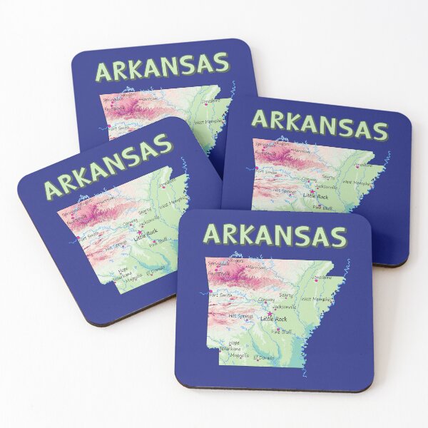 Item preview, Arkansas State Map - Artistic Topographic & Cities Design designed and sold by mashmosh.