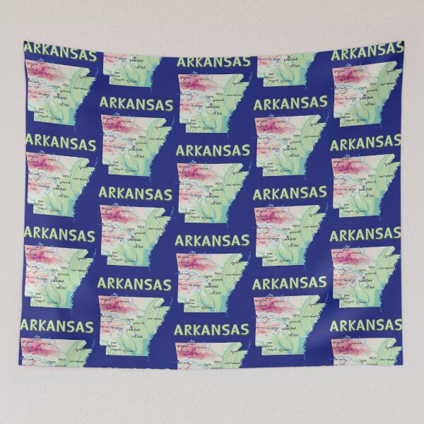 Item preview, Arkansas State Map - Artistic Topographic & Cities Design designed and sold by mashmosh.