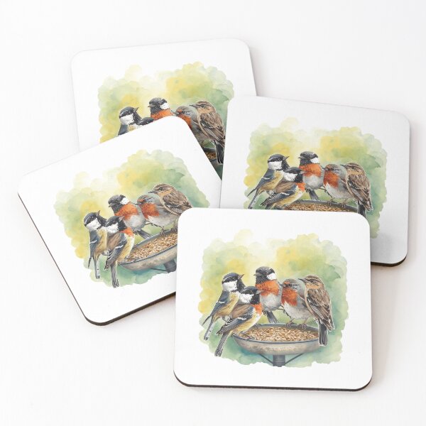 Item preview, Cute Backyard Birds Squad 3D Cardinal Robin Blue Jay Art designed and sold by EchoPrint Co..